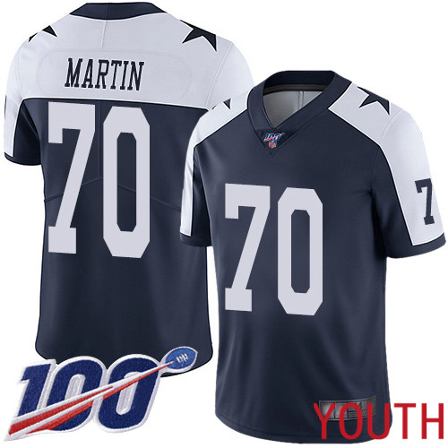 Youth Dallas Cowboys Limited Navy Blue Zack Martin Alternate #70 100th Season Vapor Untouchable Throwback NFL Jersey->youth nfl jersey->Youth Jersey